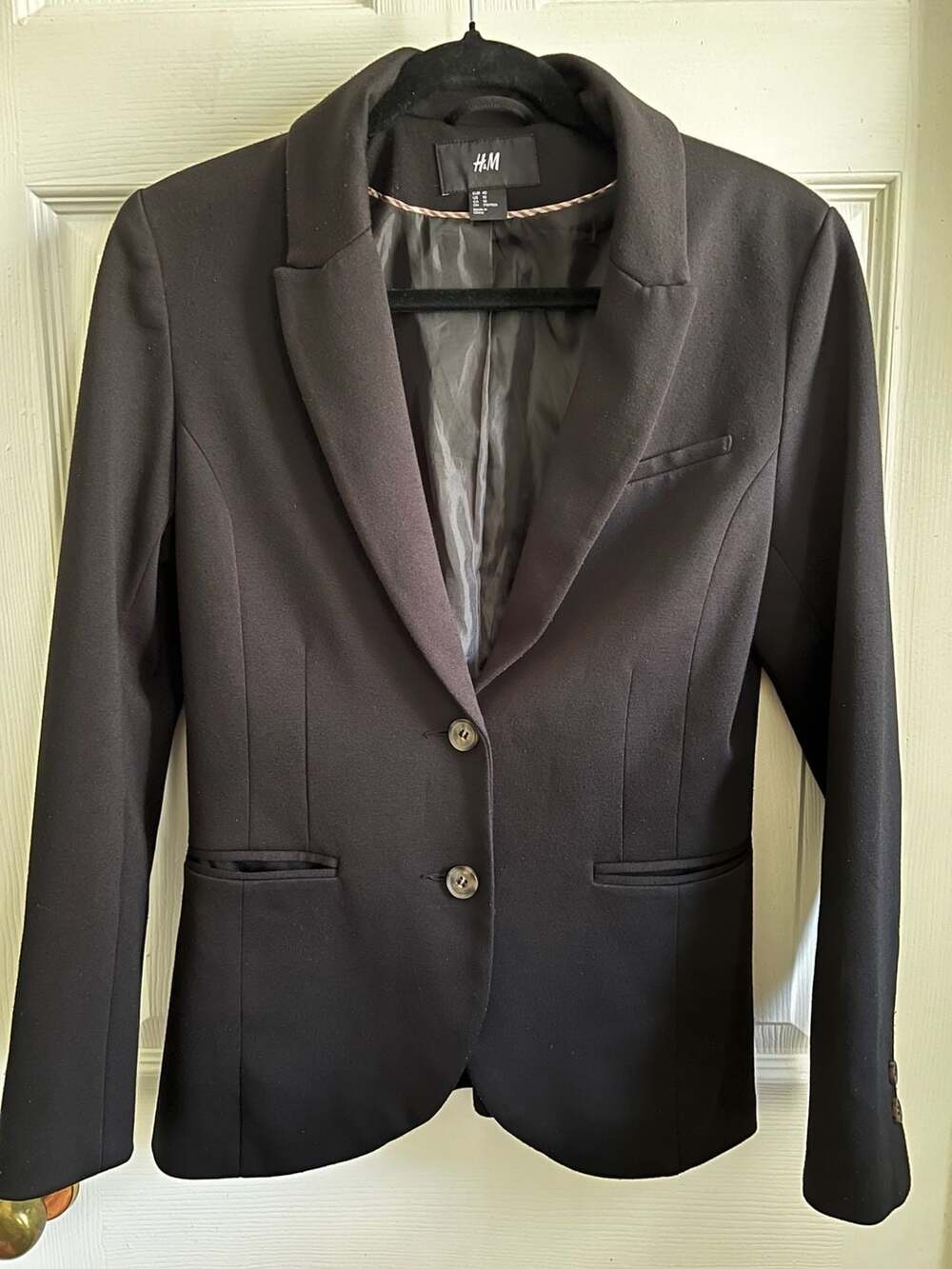 H&M Blazer Jacket Size 10 Black Two Button Lined